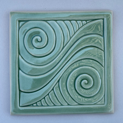 Double Swirl Wave Porcelain Square Tile 6x6 Lynne M. Inventory