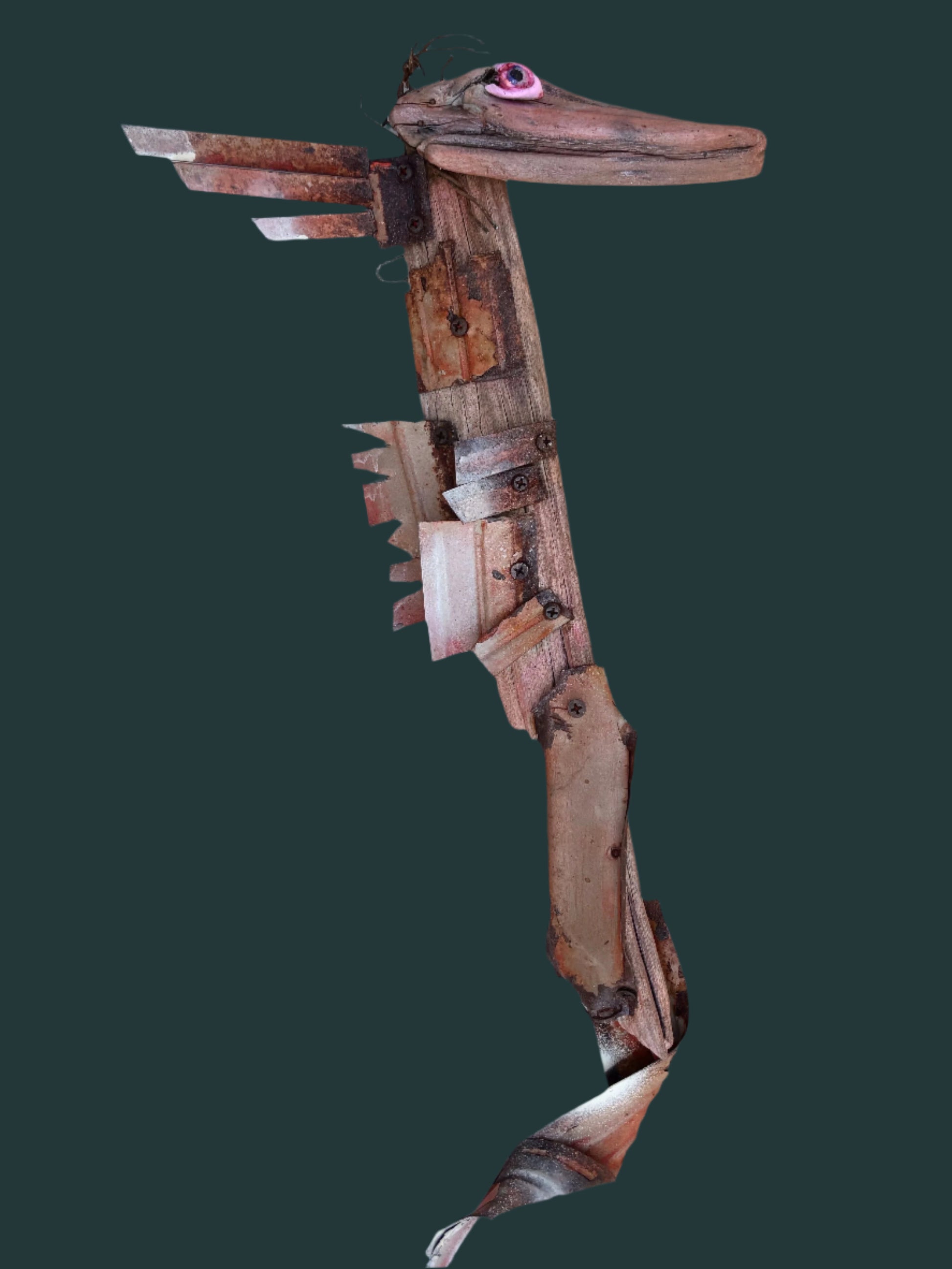 Driftwood Seahorse - Eco Folk Art by Rodrigo Rodrigo Consignment Orange-Rusty : 22" x 11" x 2"