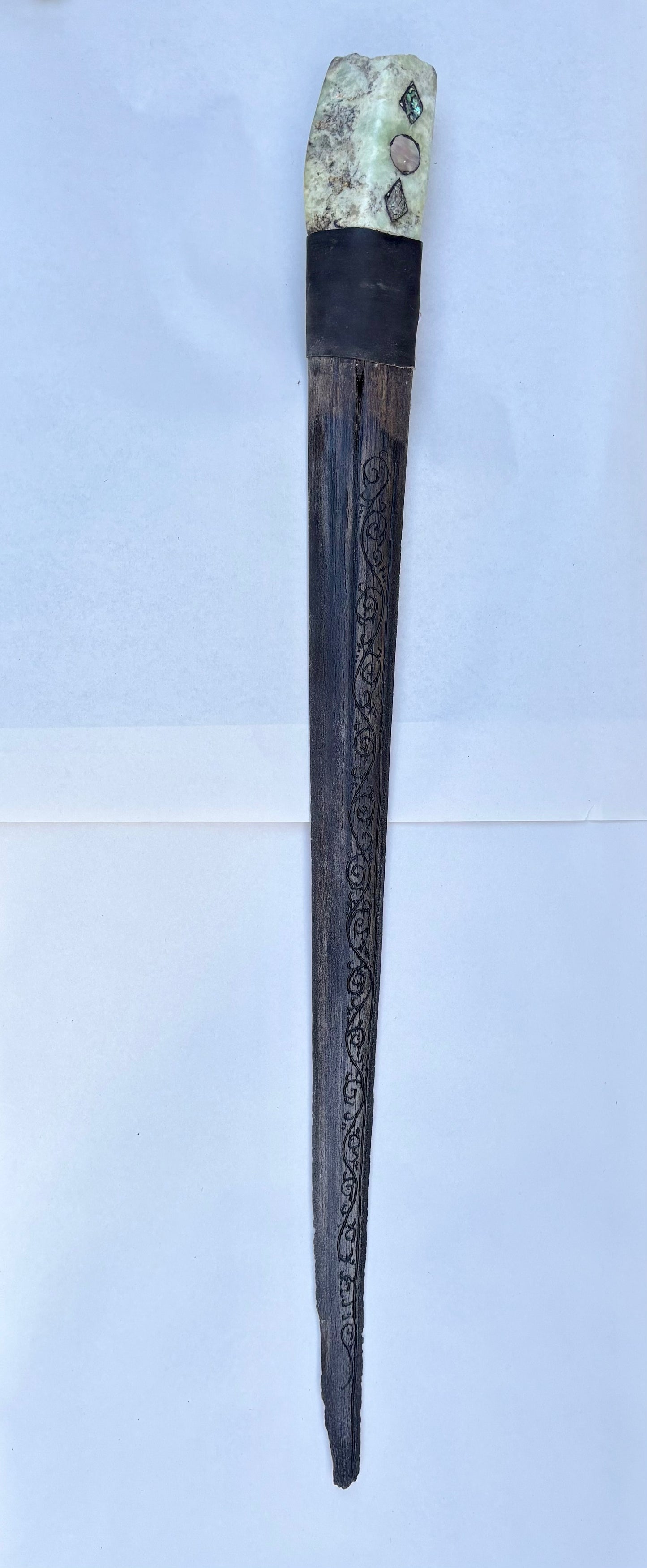 Etched Swordfish Bills BUCK LOPEZ Consignment 36” - Round/Diamond Abalone Inlay/Swirl