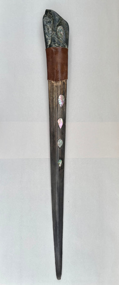 Etched Swordfish Bills BUCK LOPEZ Consignment 39" - Tear Drop Abalone Inlay