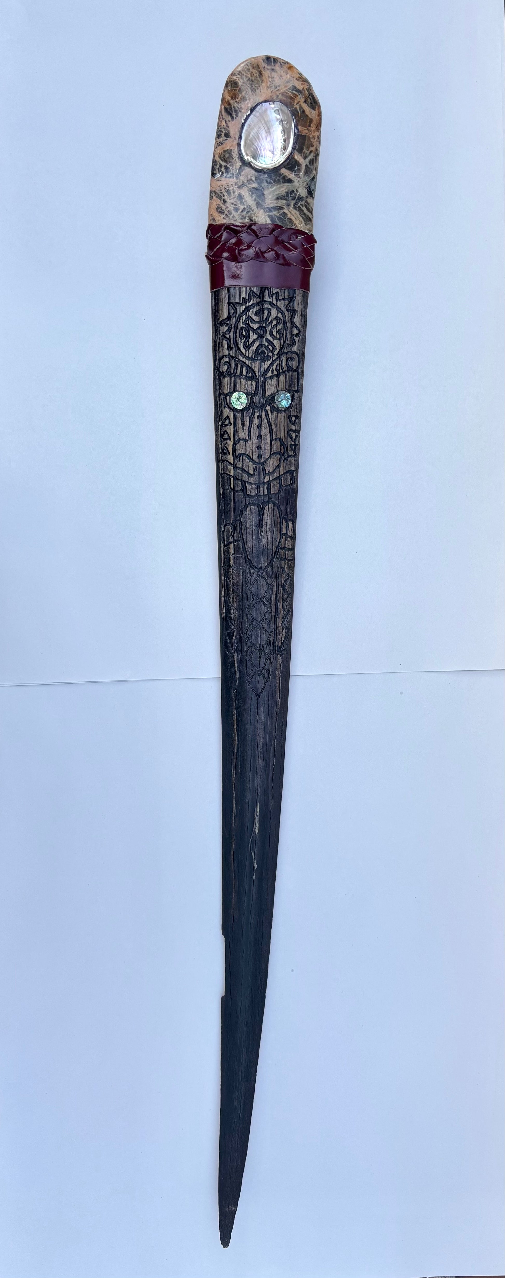 Etched Swordfish Bills BUCK LOPEZ Consignment 39" - Tiki Man and Small Abalone
