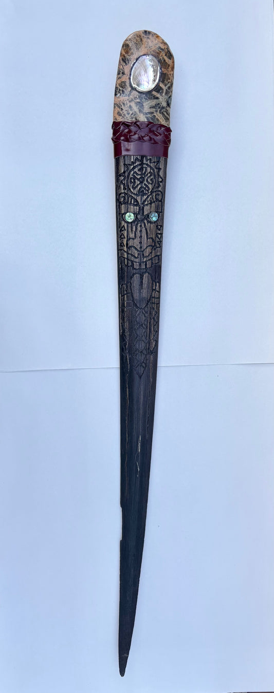 Etched Swordfish Bills BUCK LOPEZ Consignment 39" - Tiki Man and Small Abalone