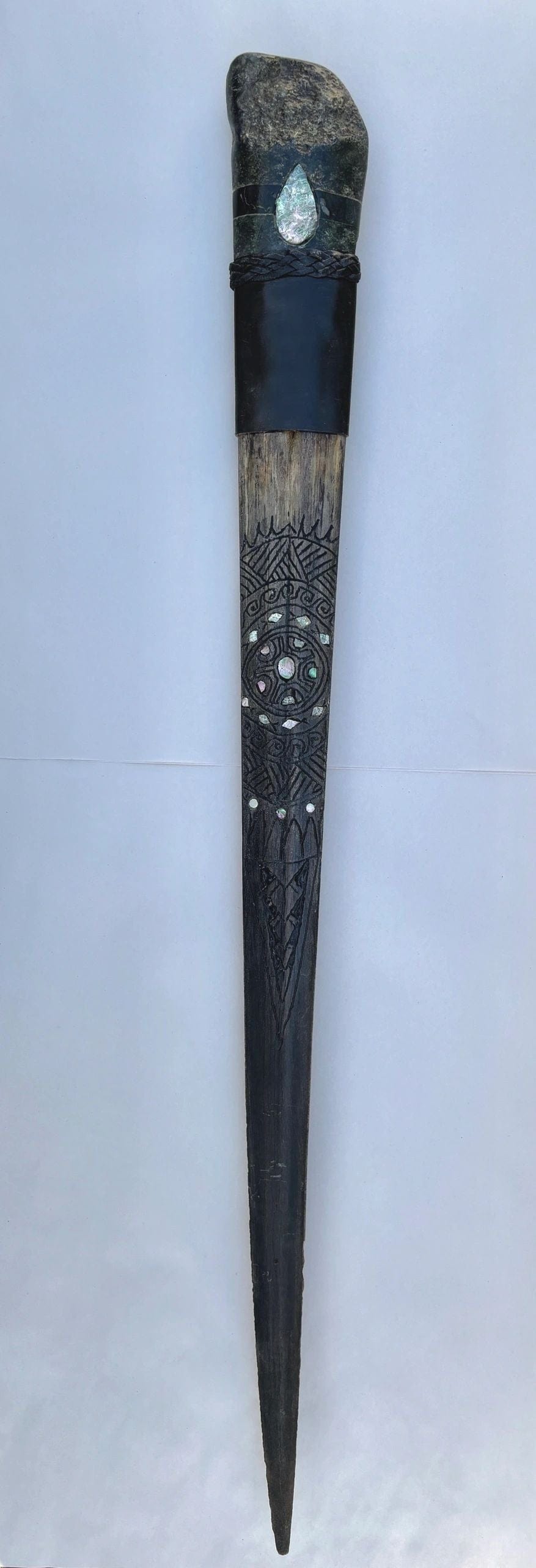 Etched Swordfish Bills BUCK LOPEZ Consignment Polynesian Mandala - Braided Leather