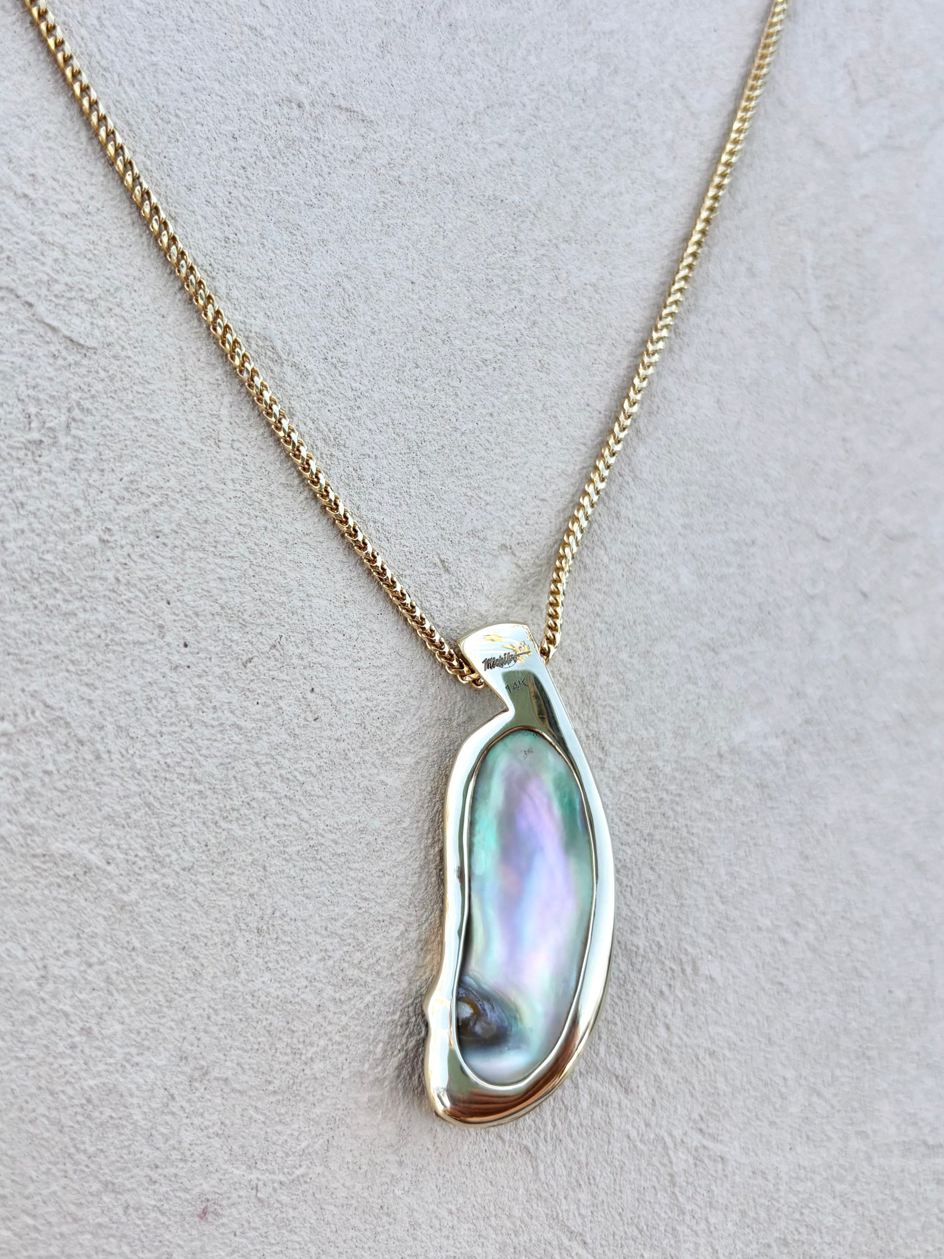 Exquisite and Rare Green Abalone Pearl Necklace Michiko Inventory