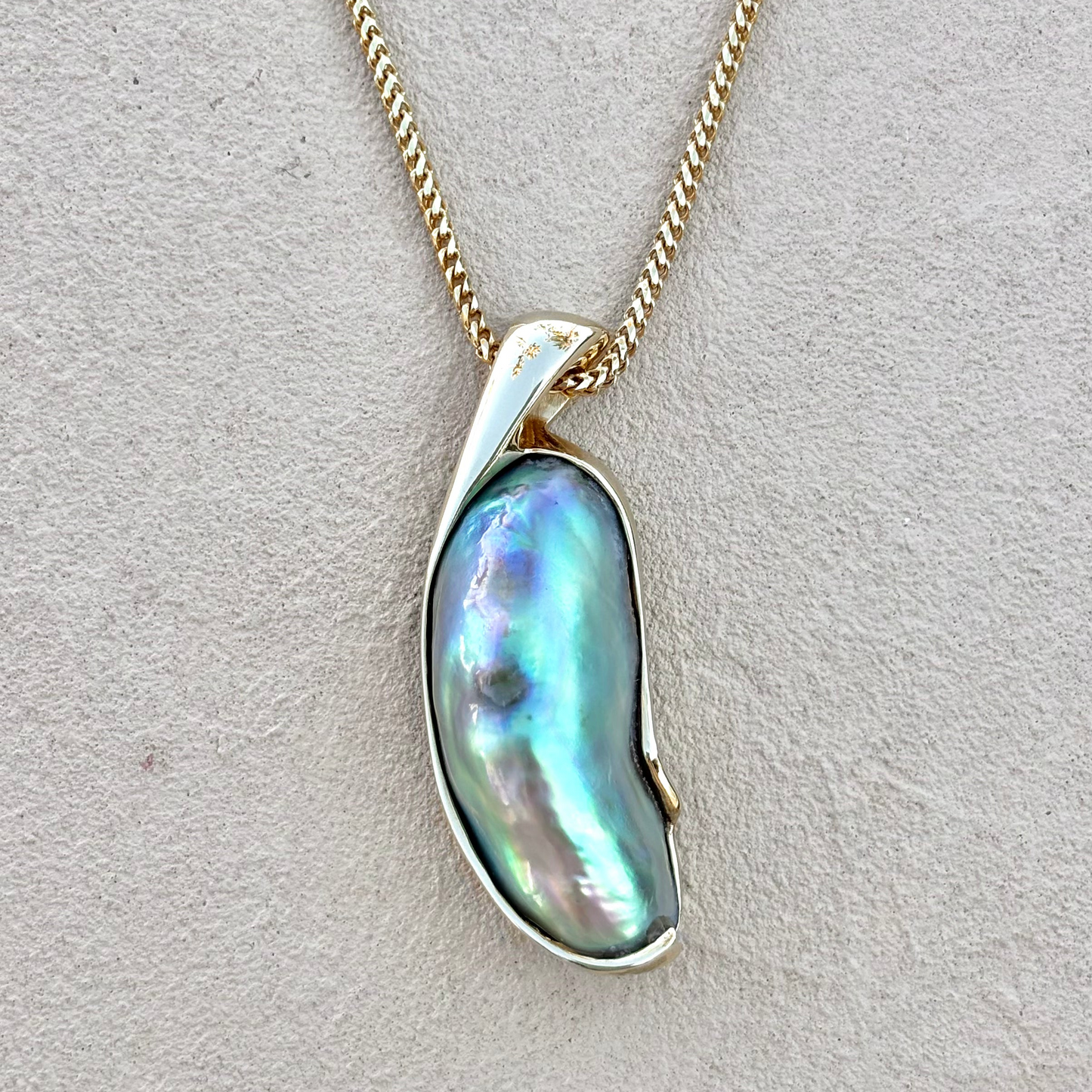 Exquisite and Rare Green Abalone Pearl Necklace Michiko Inventory