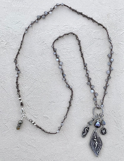 Fine Silver Casino Mermaid Pendant on Beaded Necklace Heidi Duran Inventory