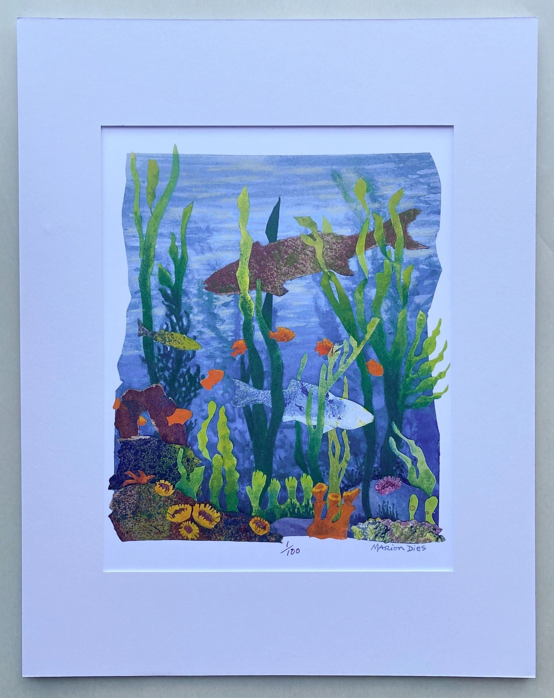 "Fish and Garibaldis" Collage Giclee Print Marion Dies Consignment