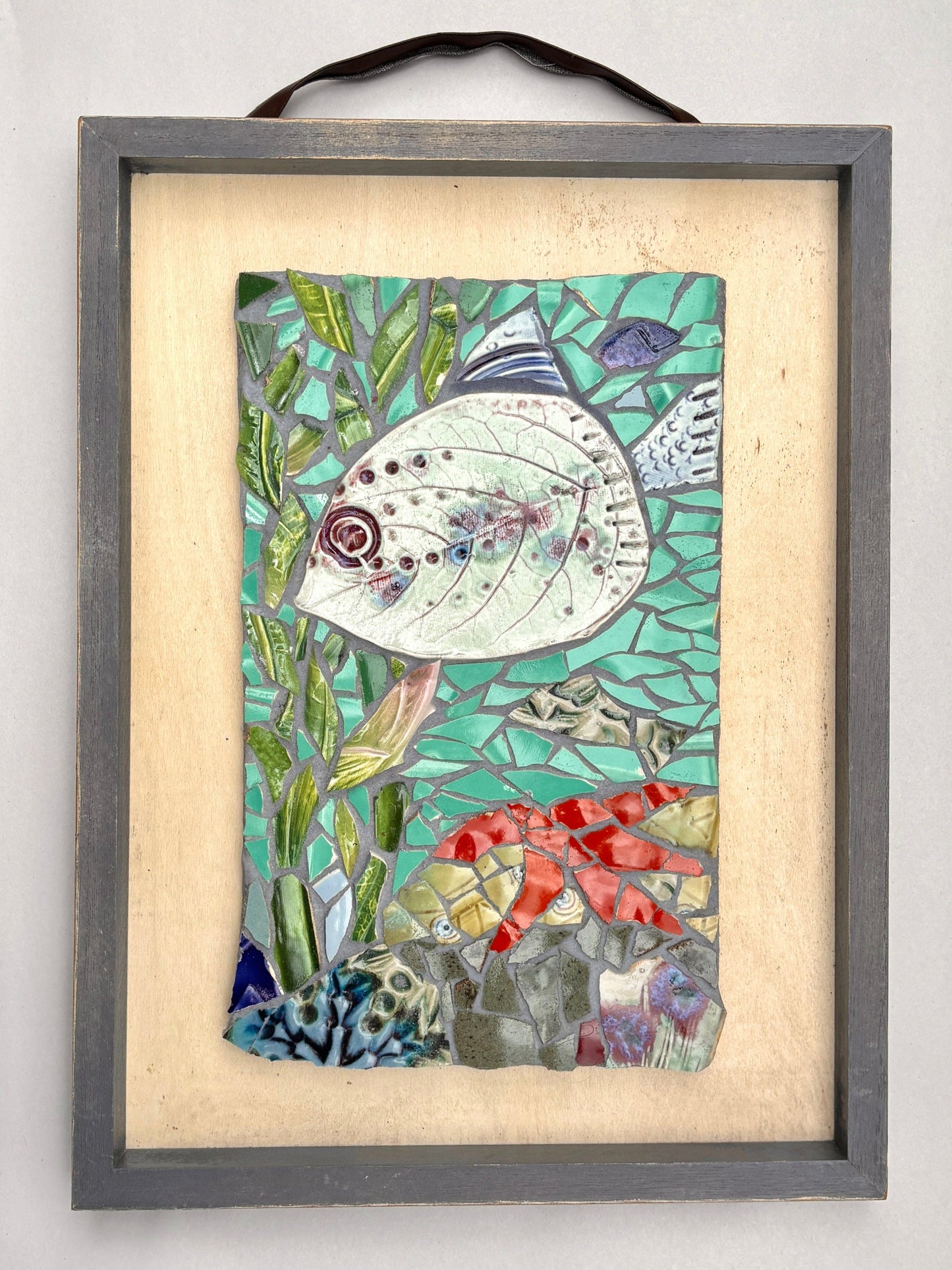 Fish and Sea Star Mosaic Panel - Framed Marion Dies Consignment