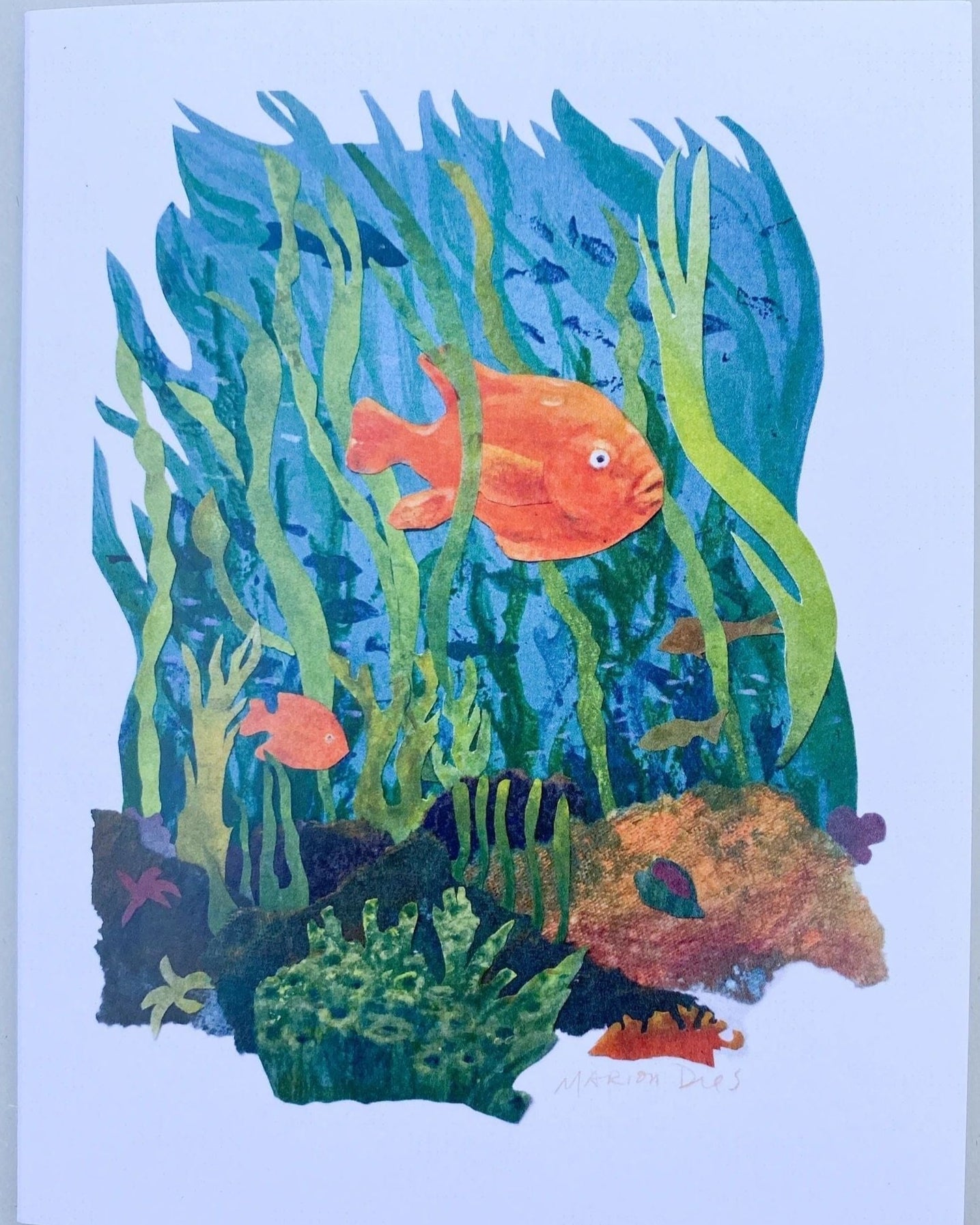 Fish Collage Greeting Card (SINGLE) Marion Dies Consignment