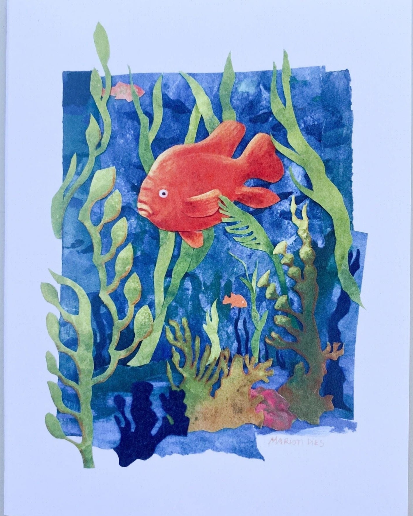 Fish Collage Greeting Card (SINGLE) Marion Dies Consignment