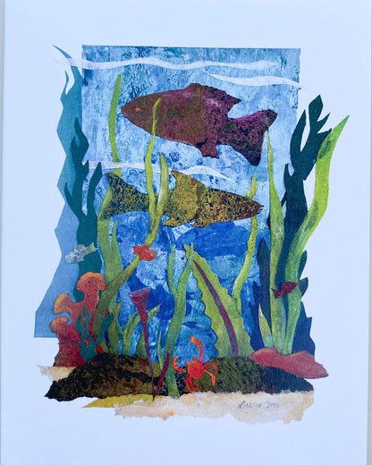 Fish Collage Greeting Card (SINGLE) Marion Dies Consignment