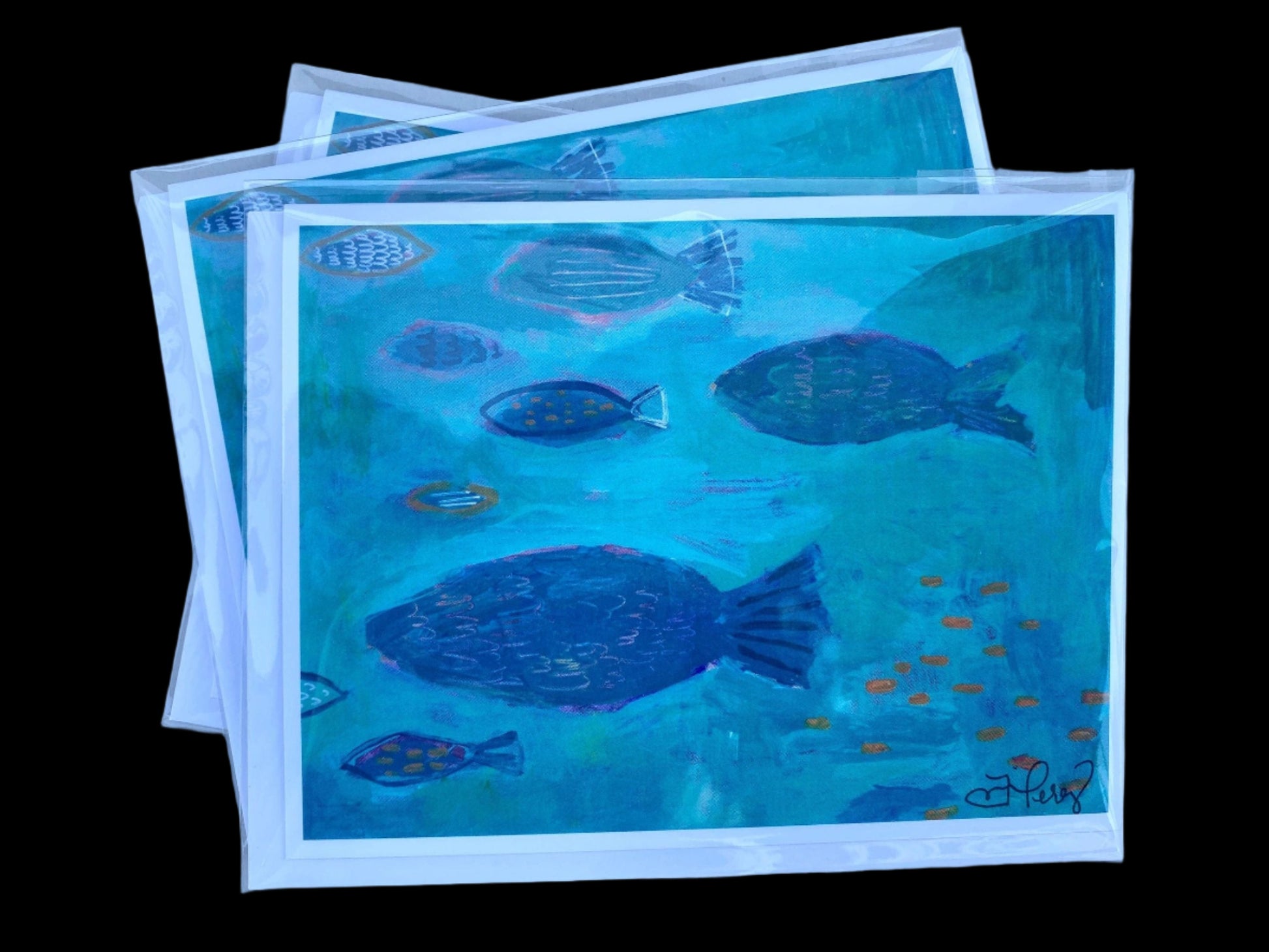 "Fish School" Greeting Card Set Monica Consignment