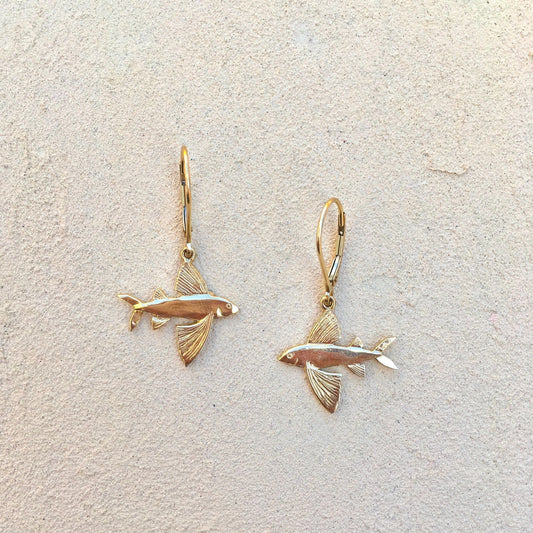Flying Fish Earrings Michiko Consignment 14K