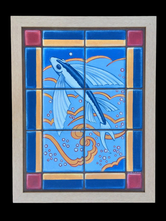 Flying Fish/Marlin Painting - Framed Marion Dies Consignment Flying Fish