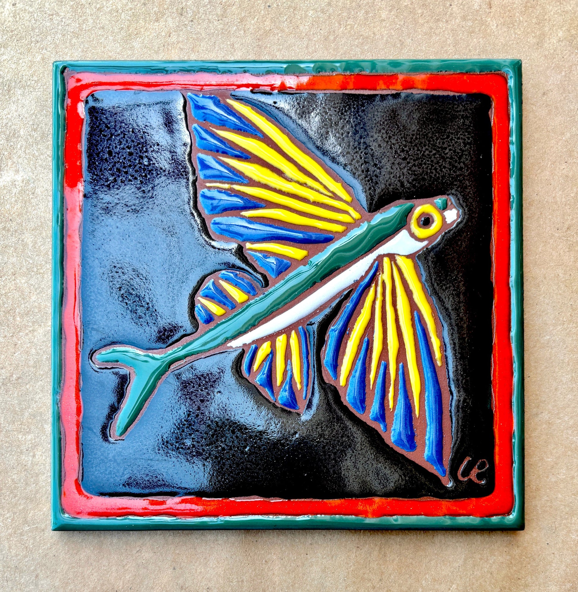 "Flying Fish" Tile 6" x 6" Chris R Inventory