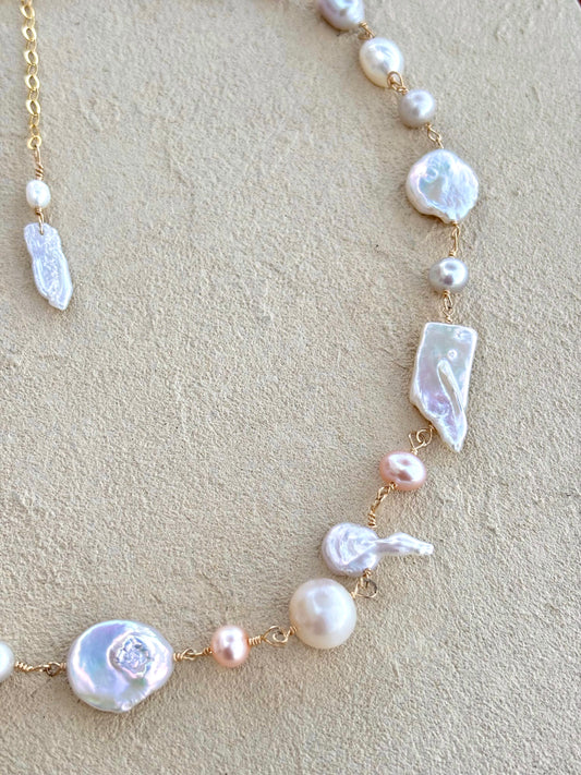 Fresh Water Pearl Linked Necklace 14K Gold-Filled Elise Peters Inventory