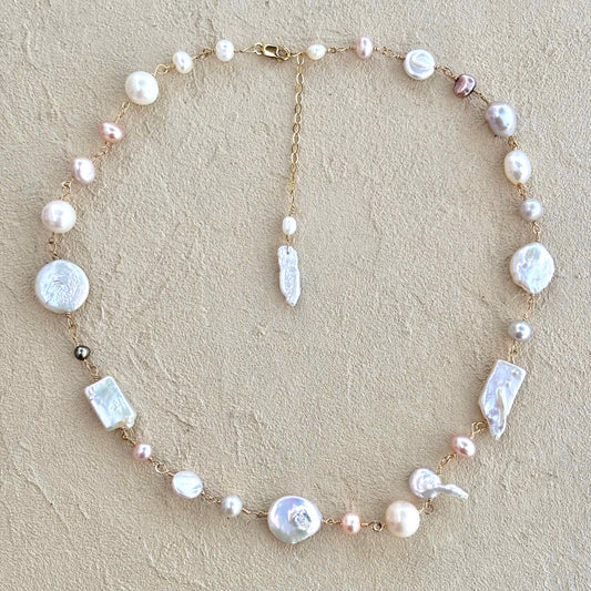 Fresh Water Pearl Linked Necklace 14K Gold-Filled Elise Peters Inventory