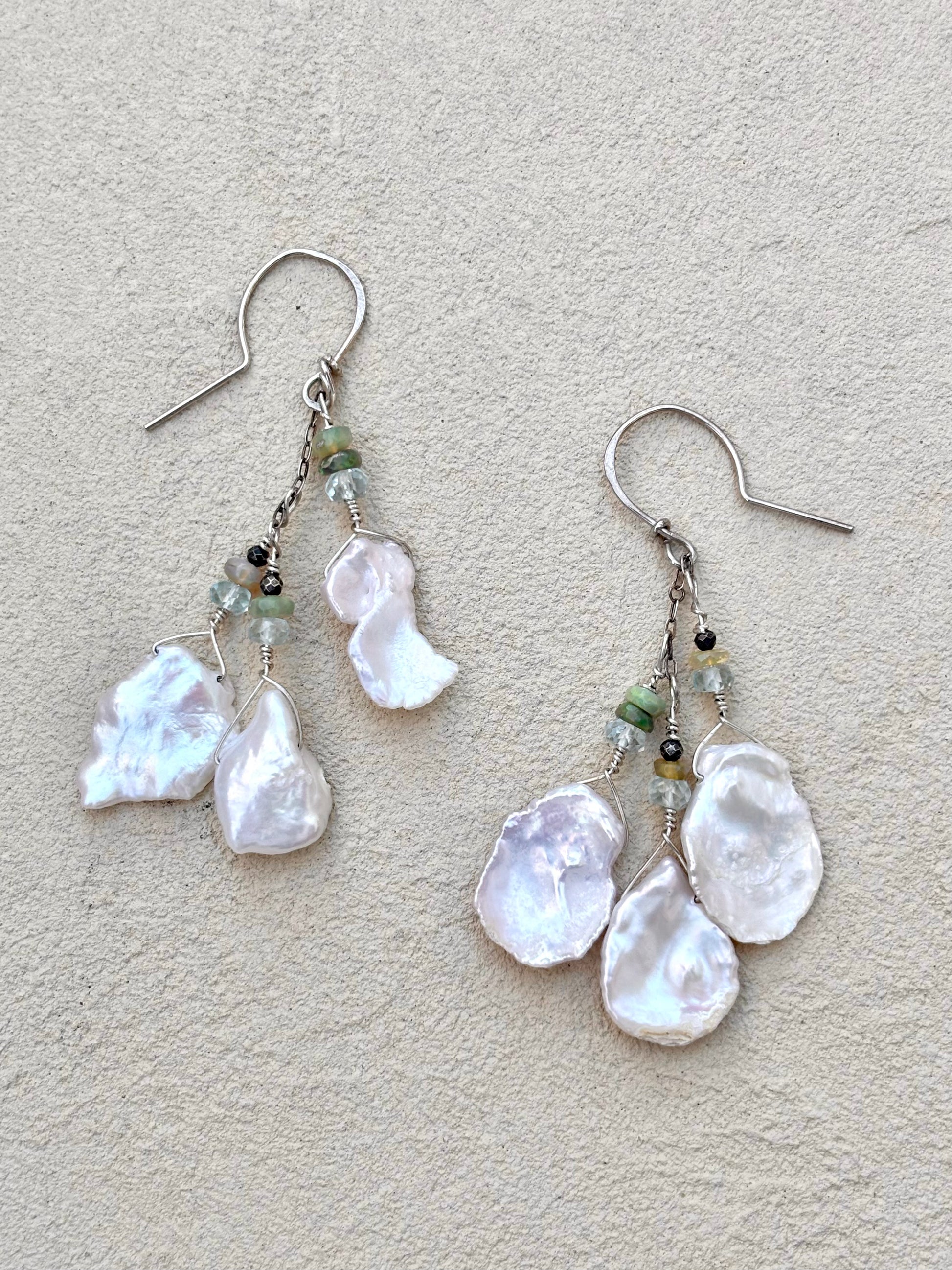 Fresh Water Pearls and Opal 14K GF Earrings Elise Peters Inventory