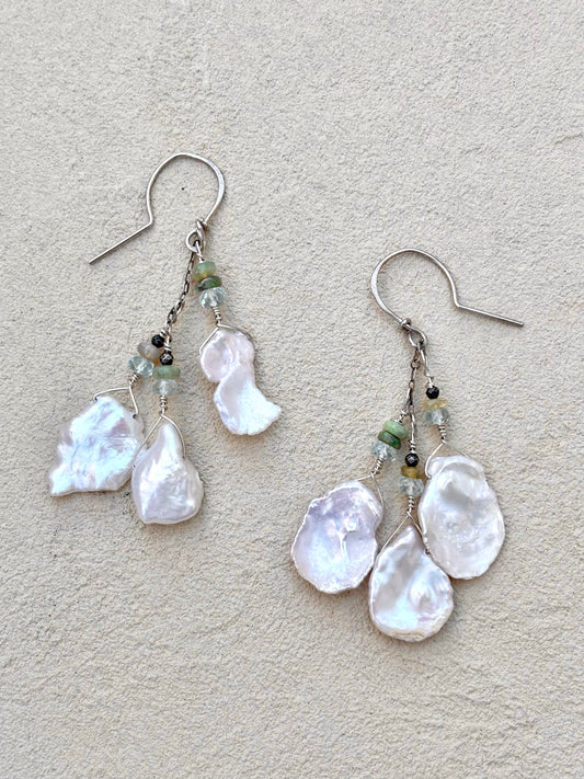 Fresh Water Pearls and Opal 14K GF Earrings Elise Peters Inventory