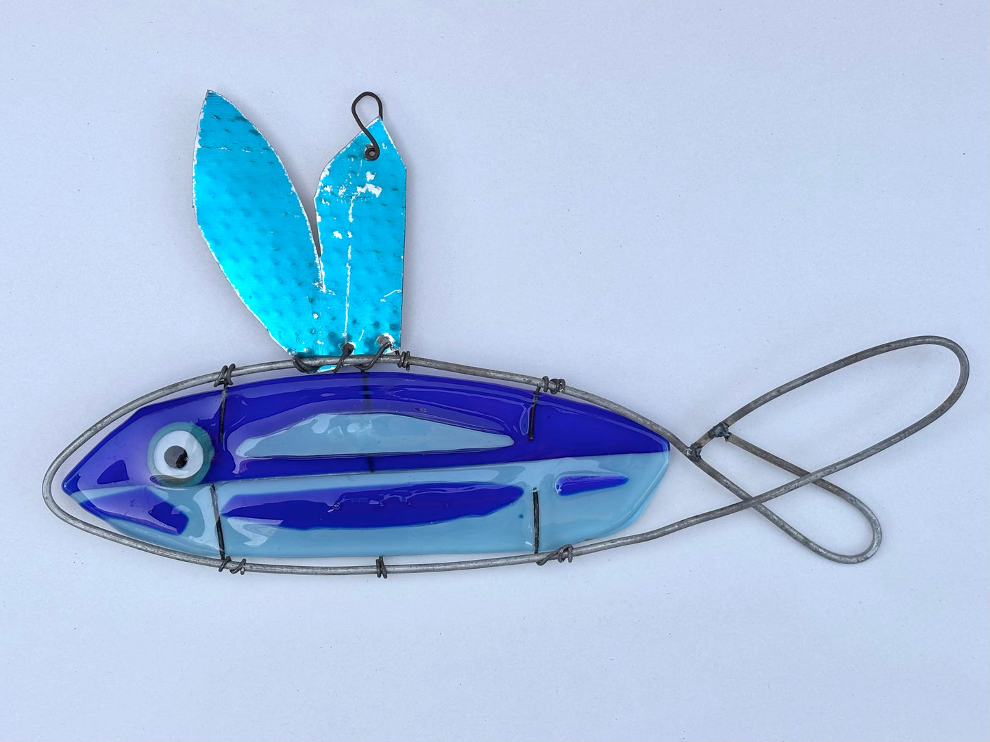 Fused Glass and Metal Flying Fish Wired Glass Inventory