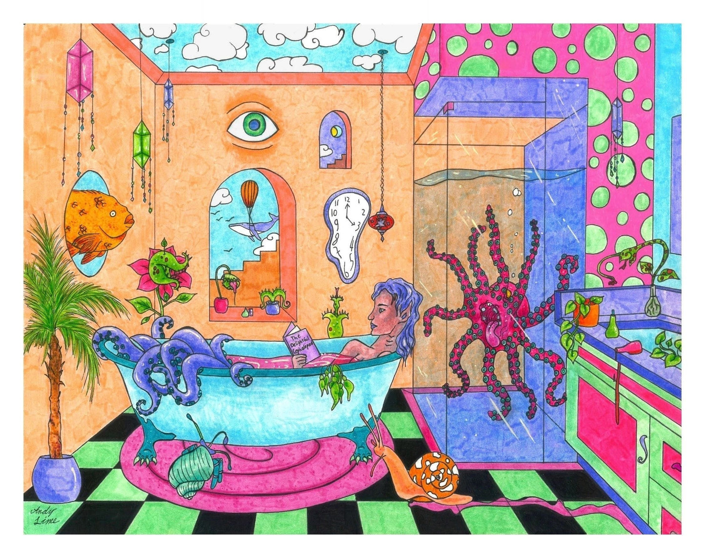 Giclee Prints By Andy Lime Andrea Forbush Consignment "DELIGHTFUL CEPHALOPODS"