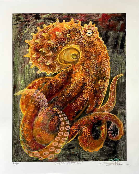 "Golden Octopus" Limited Edition Print Stephen Holman Consignment