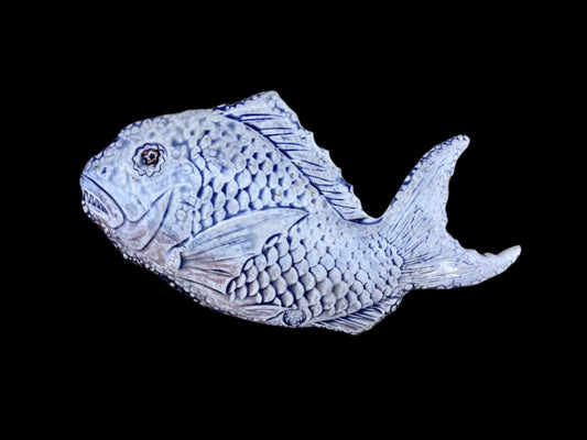 "Growling Fish" Wall Sculpture Juls Inventory #2 - LARGE: Red and Blue Tones