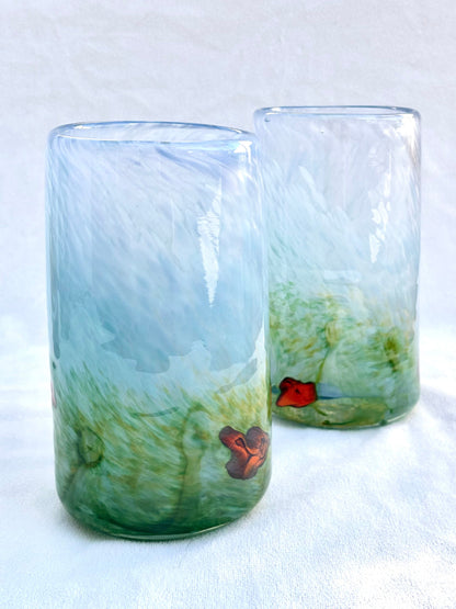 Hand Blown Garibaldi Glasses by Mariah Conner Mariah A. Conner Consignment