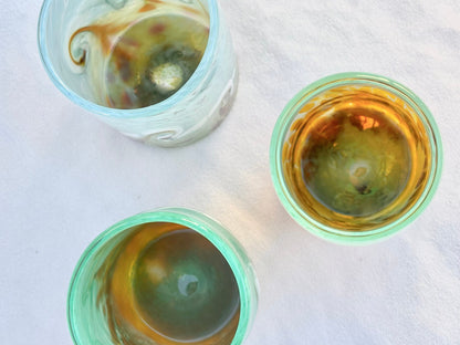 Hand Blown Ocean Glasses by Mariah Conner Mariah A. Conner Consignment