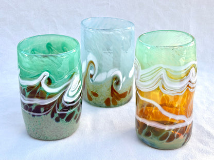 Hand Blown Ocean Glasses by Mariah Conner Mariah A. Conner Consignment