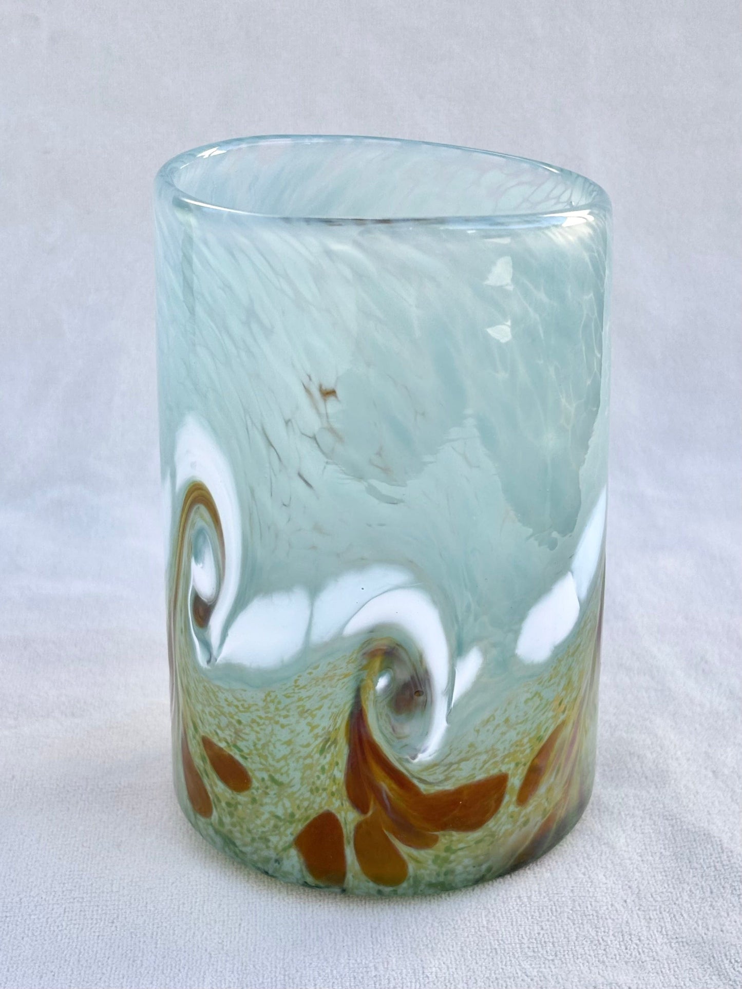 Hand Blown Ocean Glasses by Mariah Conner Mariah A. Conner Consignment Light Blue/Earth Tones