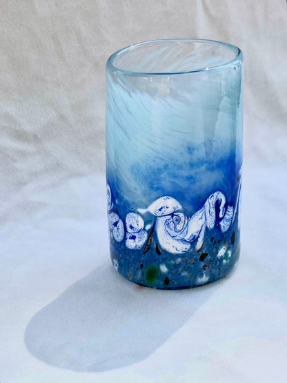 Hand Blown Ocean Wave Glasses Mariah A. Conner Consignment