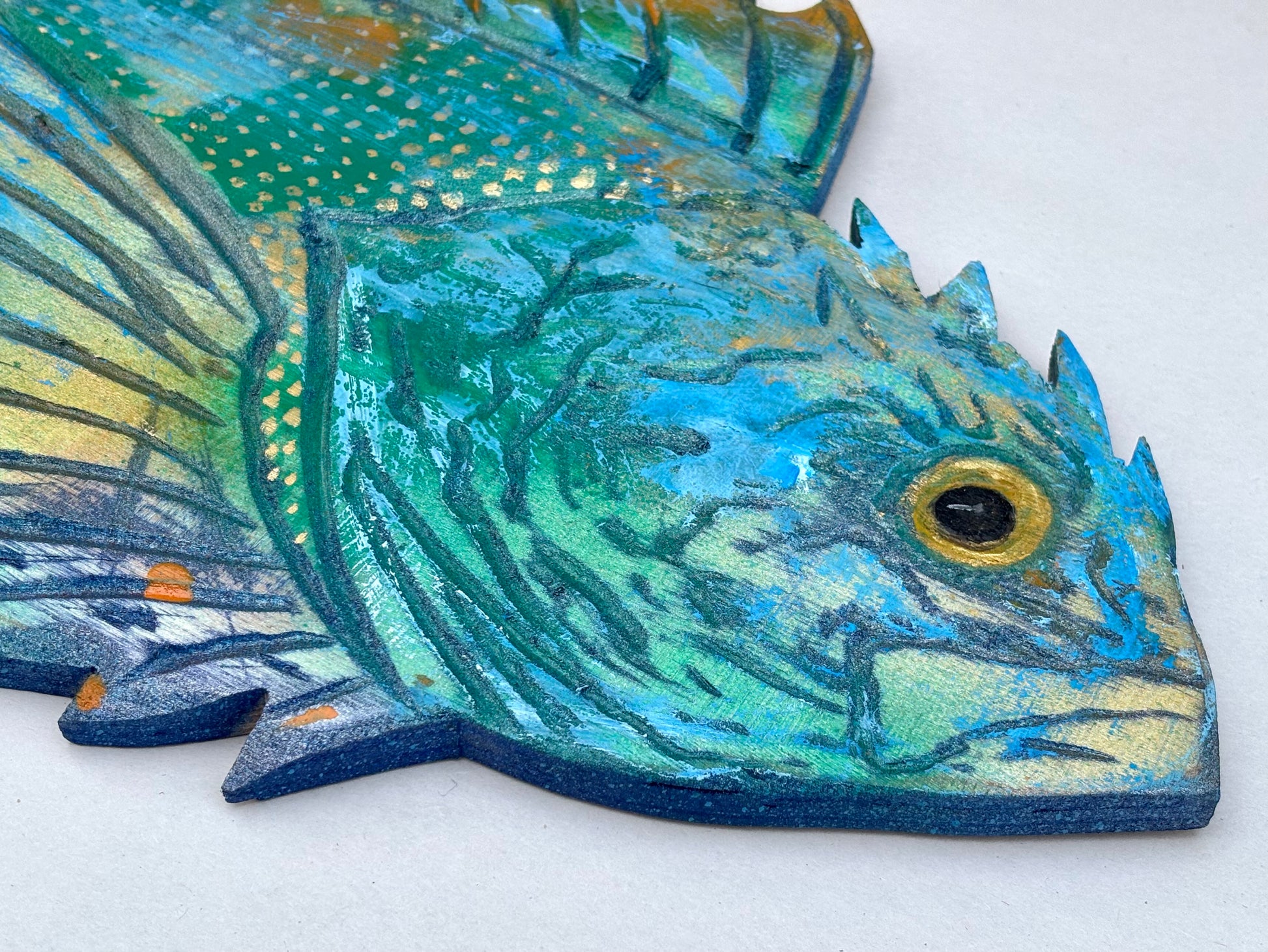 Hand Carved Wooden Ling Cod Fish Daniel Floyd Consignment