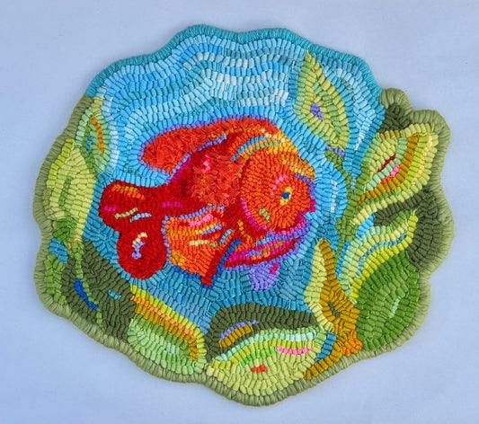 Hand Hooked Garibaldi in Sea Kelp Mat S Newton Consignment