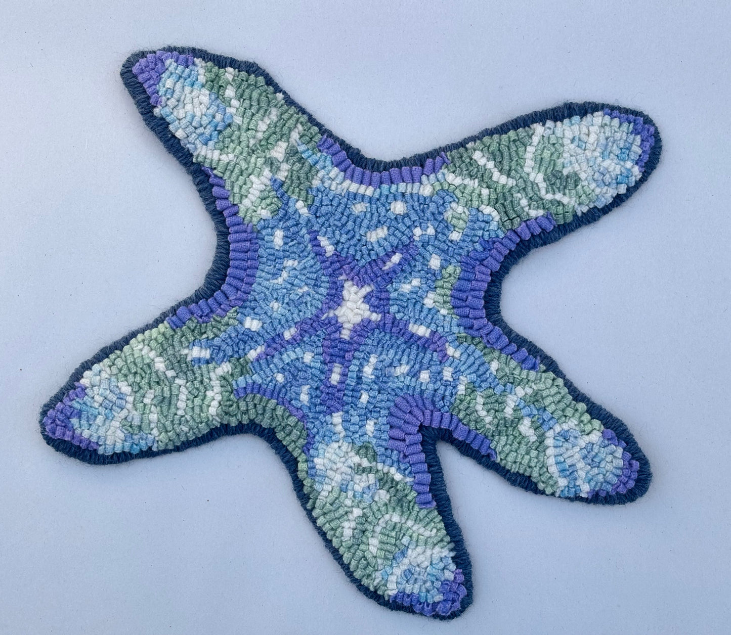 Hand Hooked Wool Sea Star Trivet S Newton Consignment Blue #1