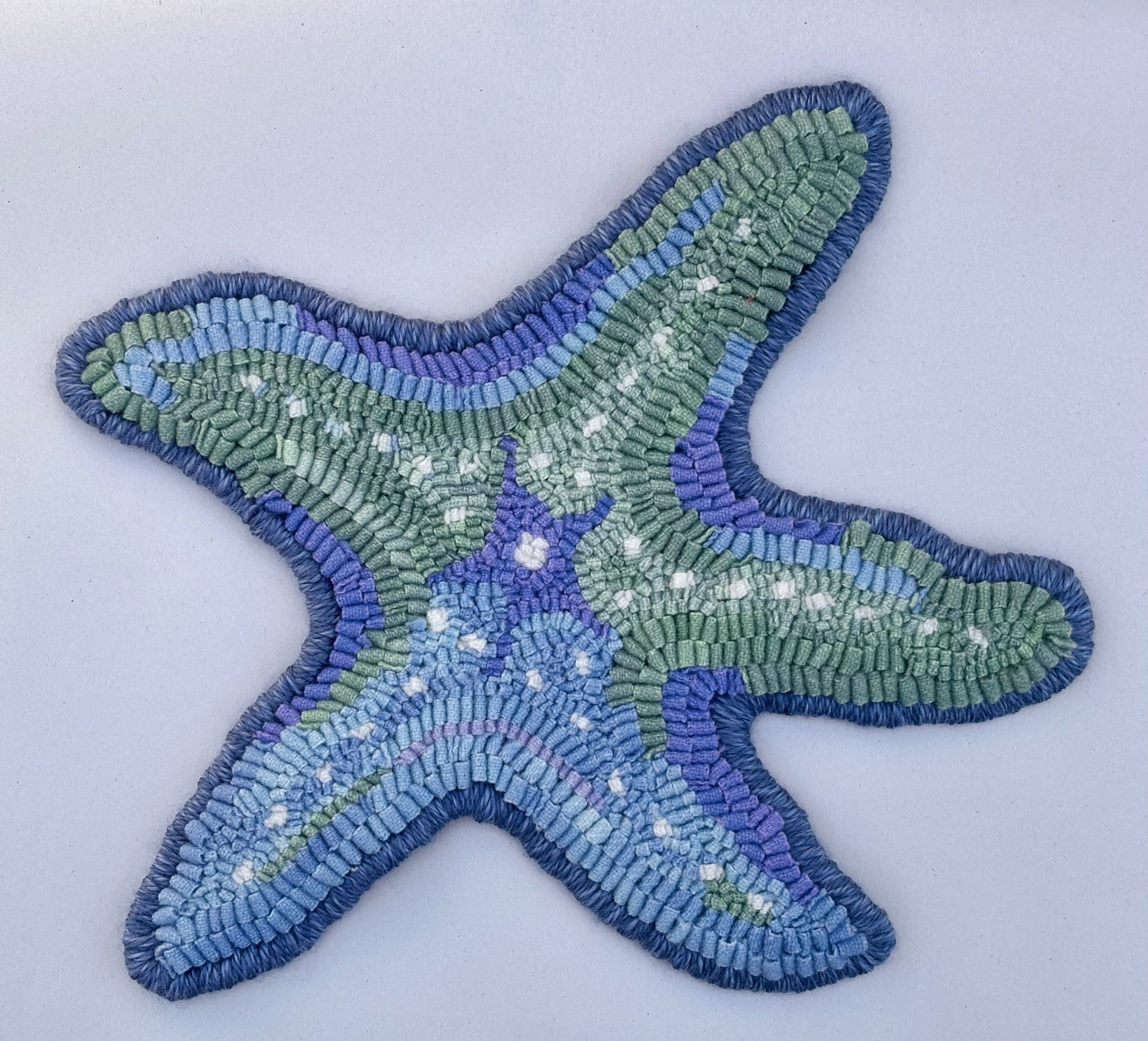 Hand Hooked Wool Sea Star Trivet S Newton Consignment Blue #2