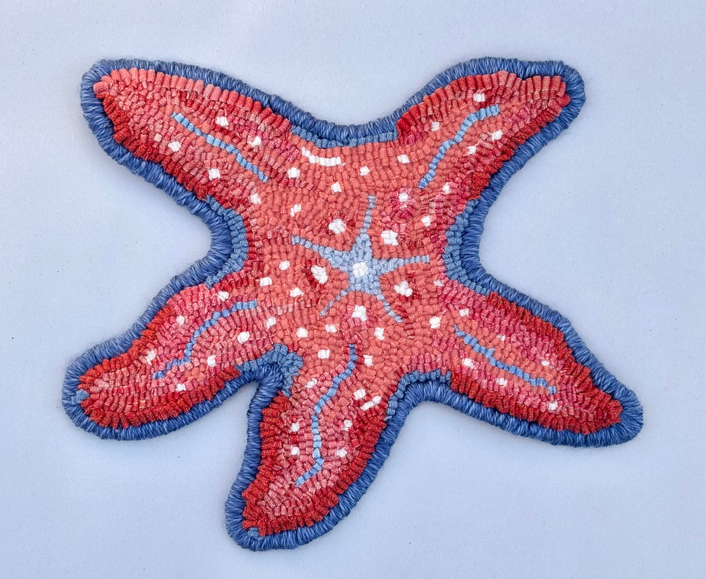 Hand Hooked Wool Sea Star Trivet S Newton Consignment Orange