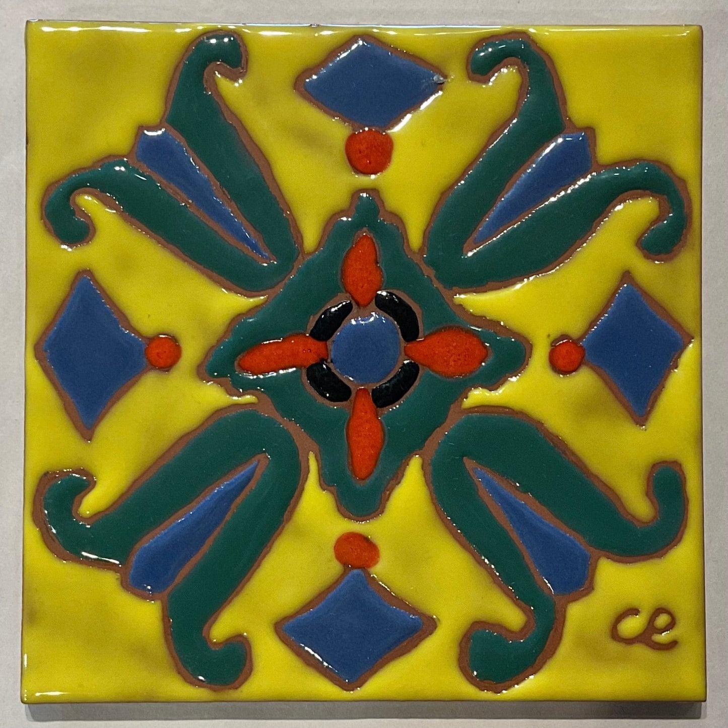 Hand Painted Catalina Art Deco Tiles Chris R Inventory 1 : yellow/green