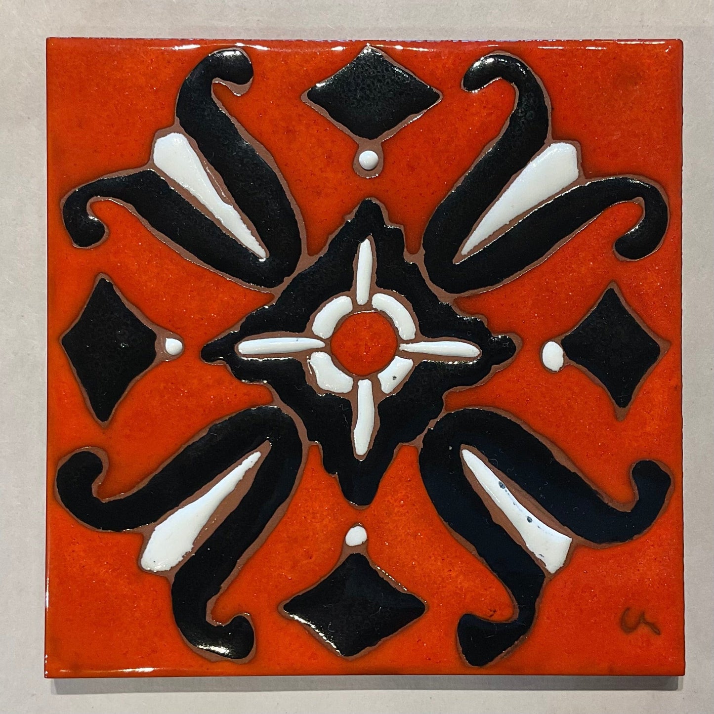 Hand Painted Catalina Art Deco Tiles Chris R Inventory 2 : red/black