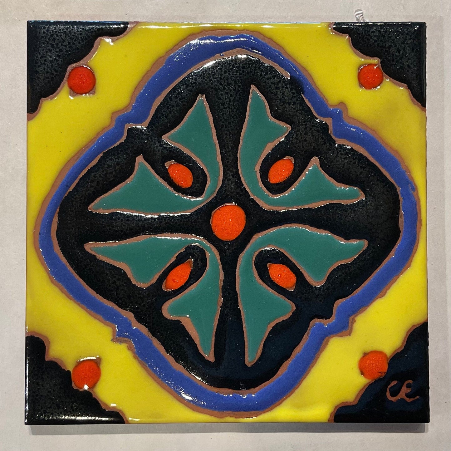 Hand Painted Catalina Art Deco Tiles Chris R Inventory 3 : yellow/black