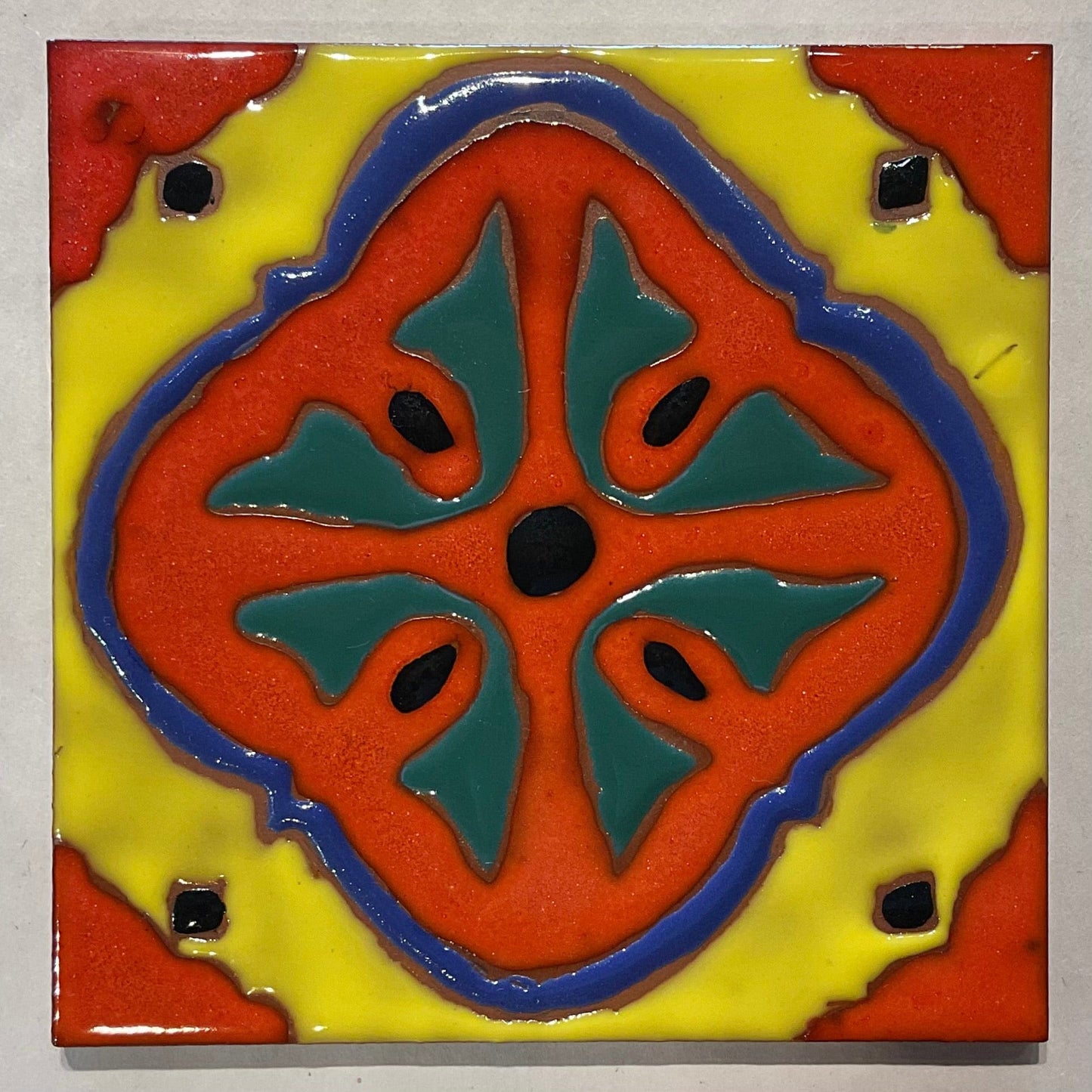 Hand Painted Catalina Art Deco Tiles Chris R Inventory 4 : yellow/red