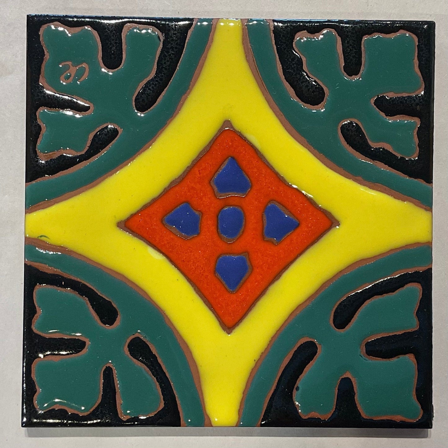 Hand Painted Catalina Art Deco Tiles Chris R Inventory 5 : green/black