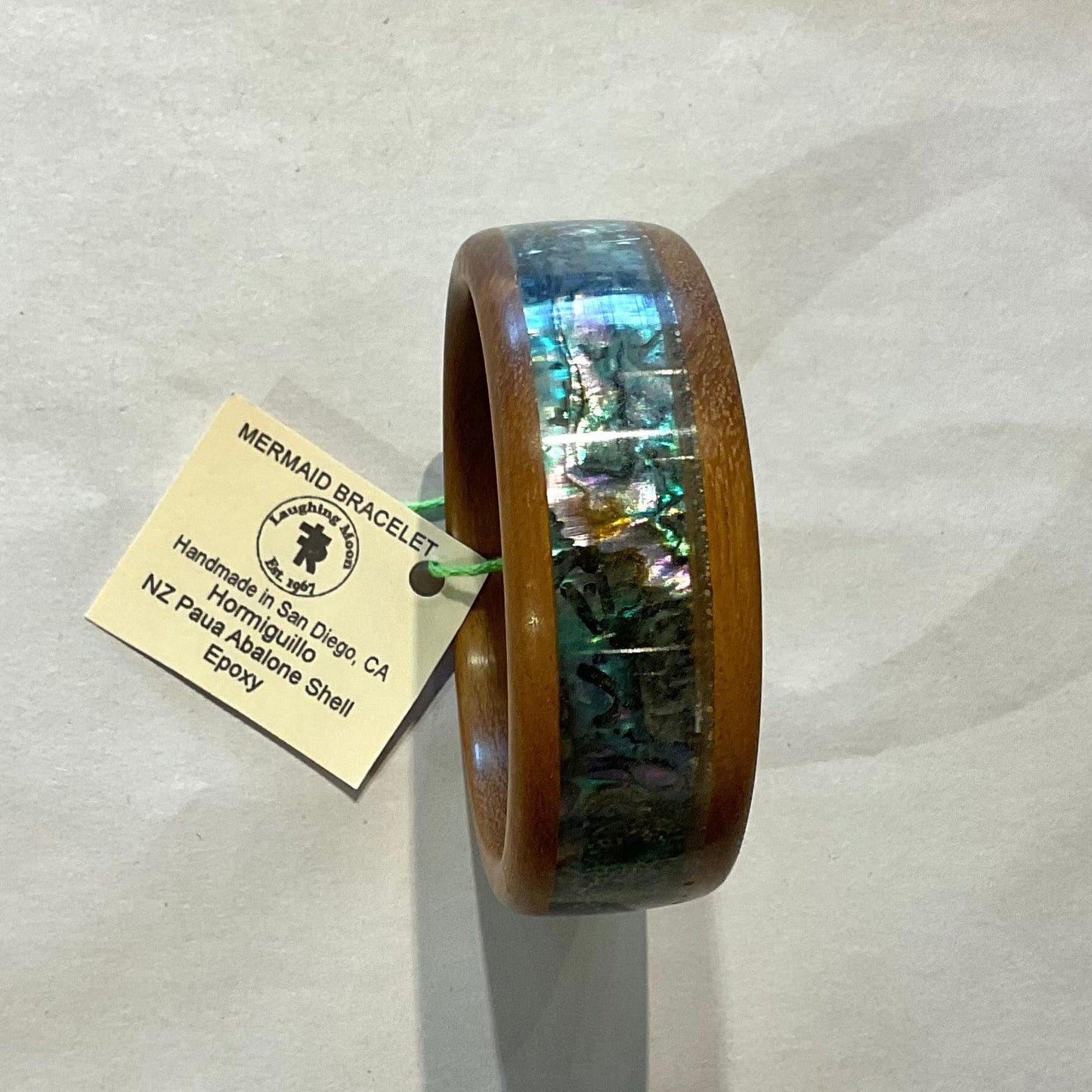 Hand Turned Wooden Bangles with Shells Laughing Moon Consignment 2 : Paua Abalone on Hormiguillo: 9.5"