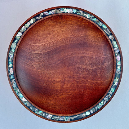 Hand Turned Wooden "Poke" Bowls Laughing Moon Inventory Large Sapele Wood : 9.75" diameter with whole shells