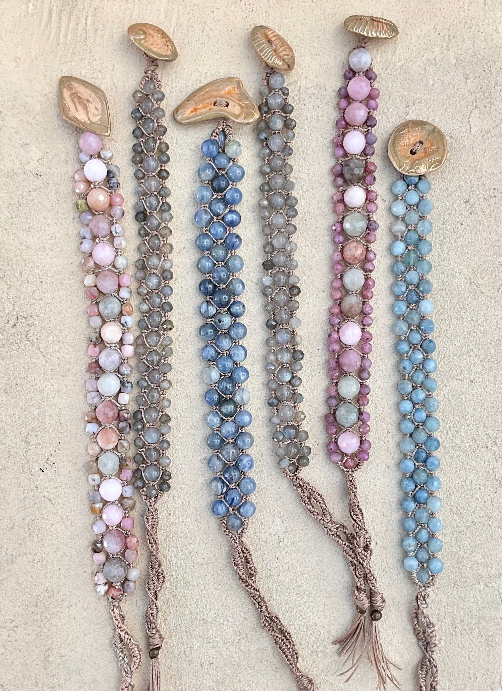 Hand Woven 3-Row Precious Stone Bracelets Heidi Duran Inventory