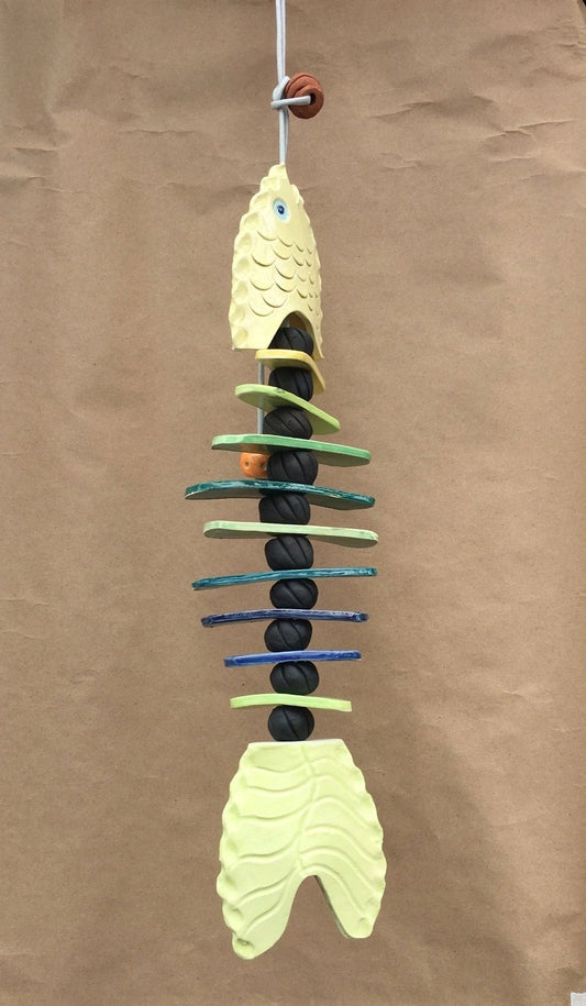 Hanging Ceramic Bone Fish B Sessions Consignment Blues and Greens (Monochromatic)