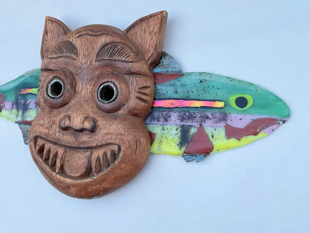 "Happy Cat-Fish" Fused Glass Wired Glass Inventory