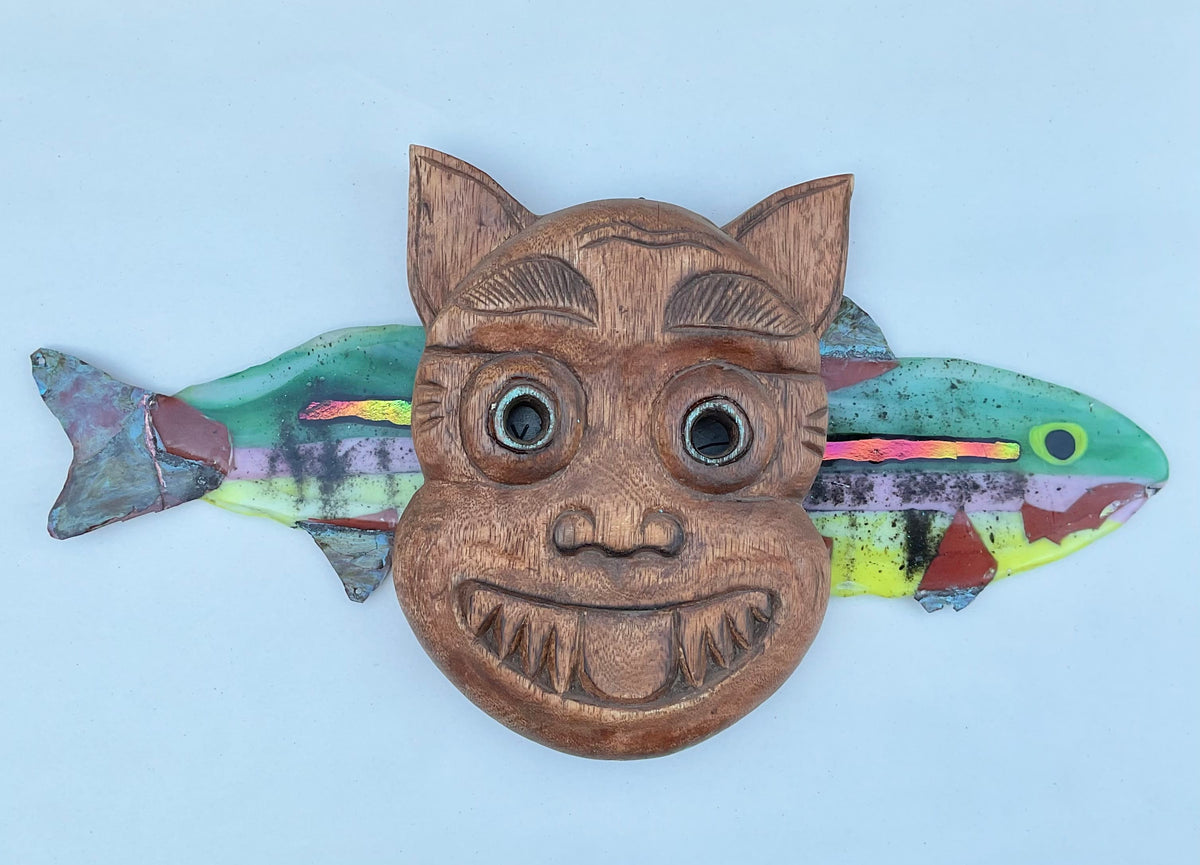 "Happy Cat-Fish" Fused Glass Wired Glass Inventory