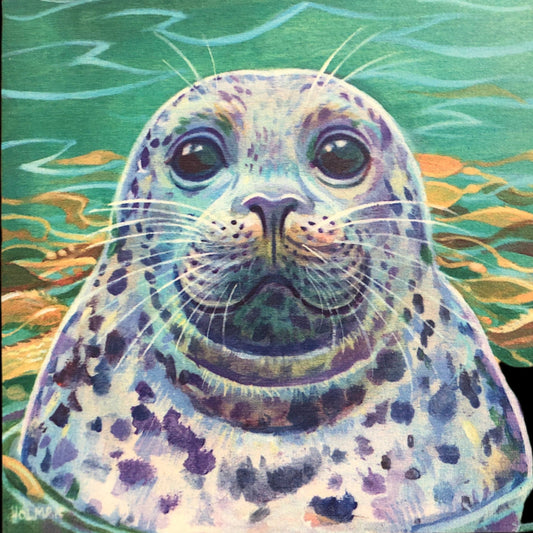 Harbor Seal Print on Wood Stephen Holman Consignment