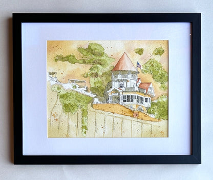 "Holly Hill House" Original Watercolor Painting Ray Hart Consignment